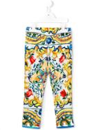 Dolce & Gabbana Kids Majolica Print Trousers, Girl's, Size: 10 Yrs, White