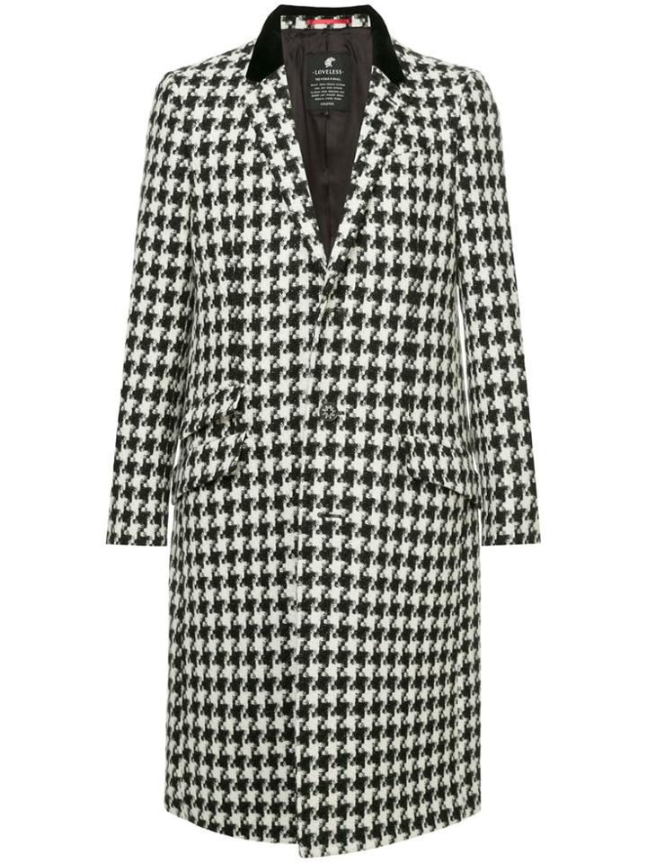 Loveless Houndstooth Single Breasted Coat - Black