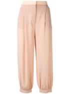 Fendi - Cropped Trousers - Women - Silk - 44, Nude/neutrals, Silk