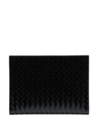 Bottega Veneta Black Intrecciato Weave Leather Pouch