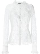 Magda Butrym Sheer Lace Shirt, Women's, Size: 38, White, Silk/polyamide