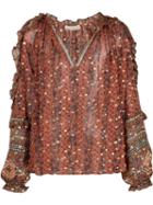 Ulla Johnson Frill Trimmed V-neck Top - Red