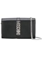 Moschino Letters Clutch, Black, Calf Leather/metal (other)