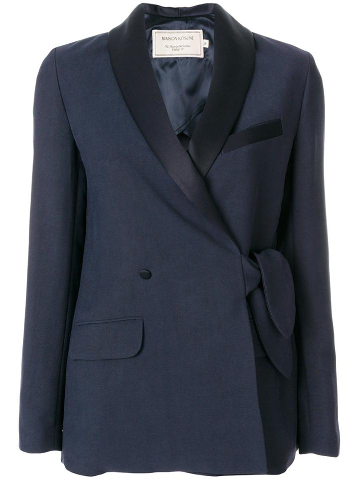 Maison Kitsuné Shawl Collar Knotted Jacket - Blue