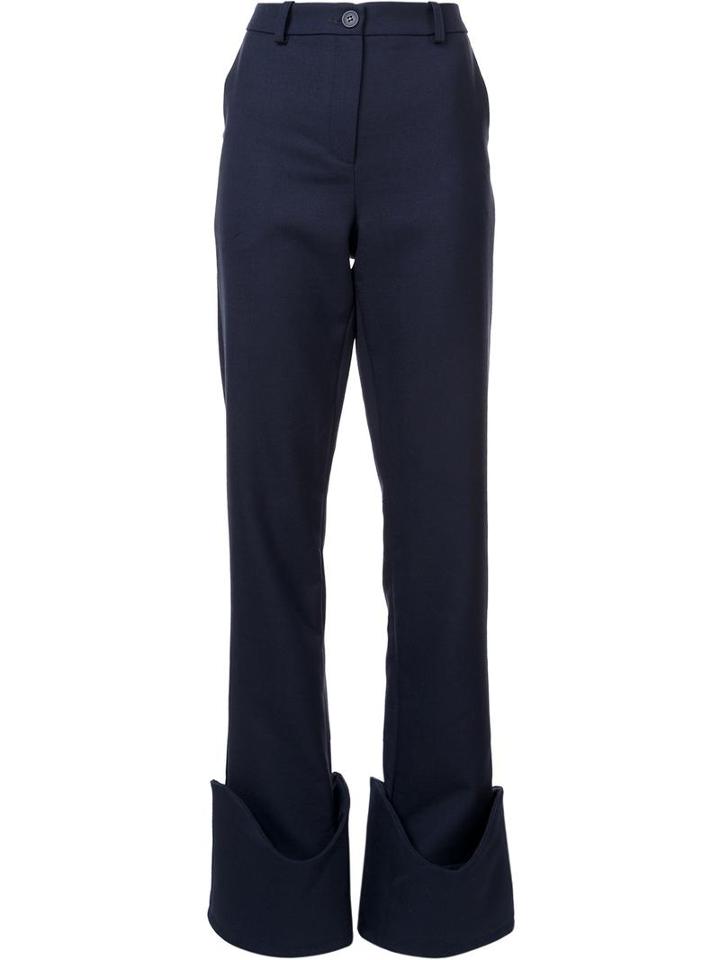 Jacquemus Oversized Hem Slim Fit Trousers, Women's, Size: 40, Blue, Cotton/virgin Wool