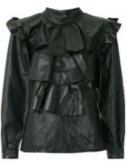 Andrea Bogosian Ruffled Leather Blouse - Black