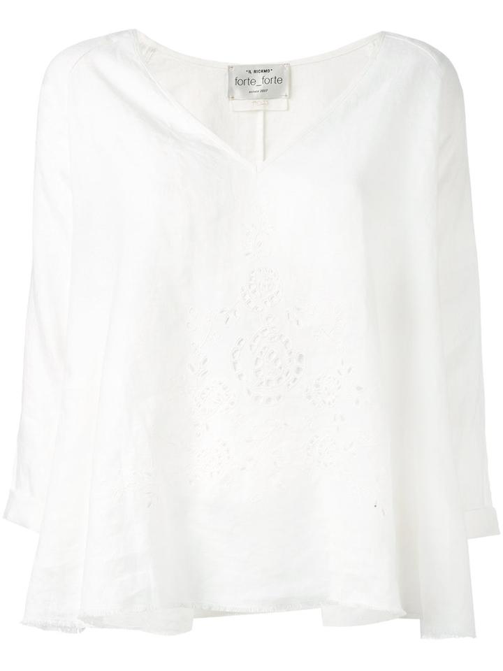 Forte Forte - Perforated Trim Tunic - Women - Linen/flax - Ii, White, Linen/flax