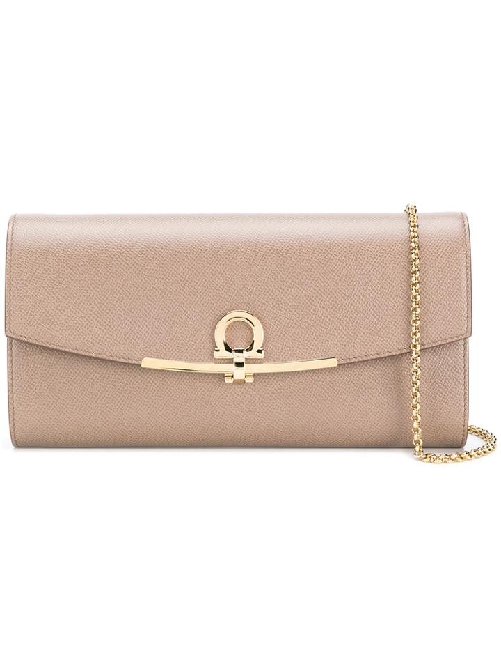 Salvatore Ferragamo Gancini Clip Wallet Bag - Brown