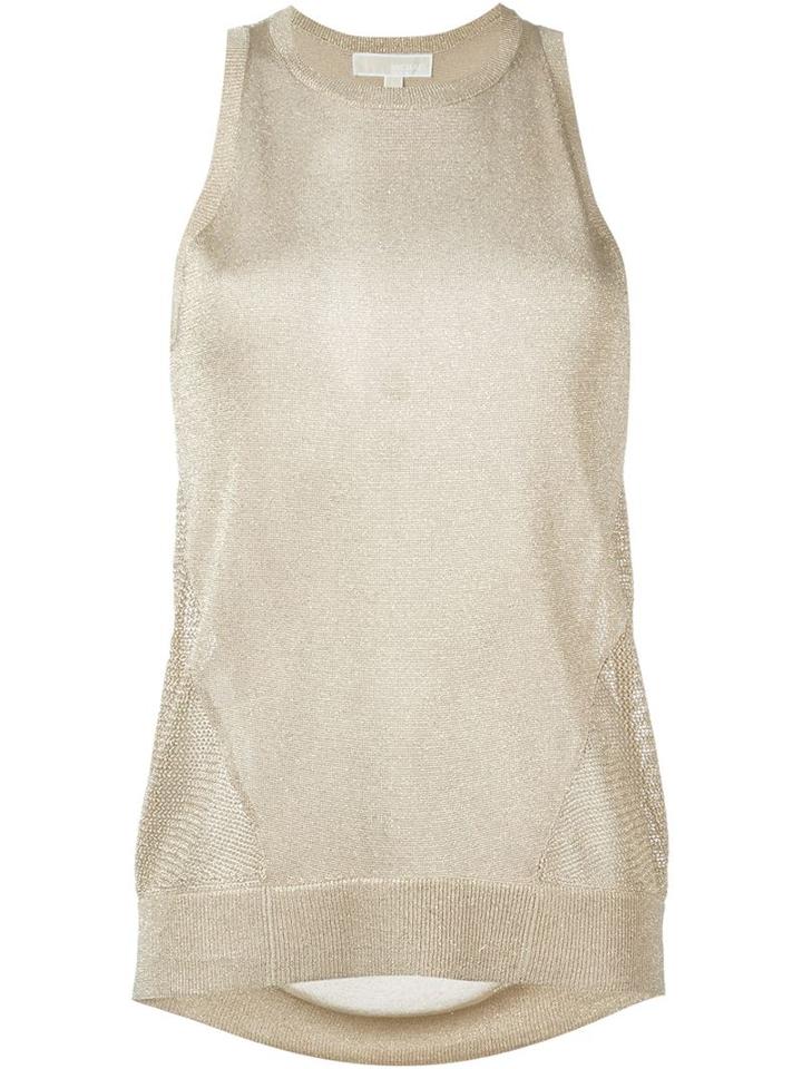 Michael Michael Kors Fine Knit Sleeveless Top, Women's, Size: Small, Grey, Viscose/polyester/metallic Fibre