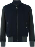 Lanvin Bi-material Bomber Jacket, Men's, Size: 50, Blue, Cotton/polyamide/virgin Wool