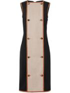 Burberry Button Panel Detail Stretch Wool Shift Dress - Black
