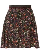 Loveless High Waist Floral Pattern Skirt - Black