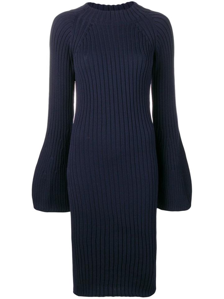 Sonia Rykiel Bell Sleeves Knitted Dress - Blue