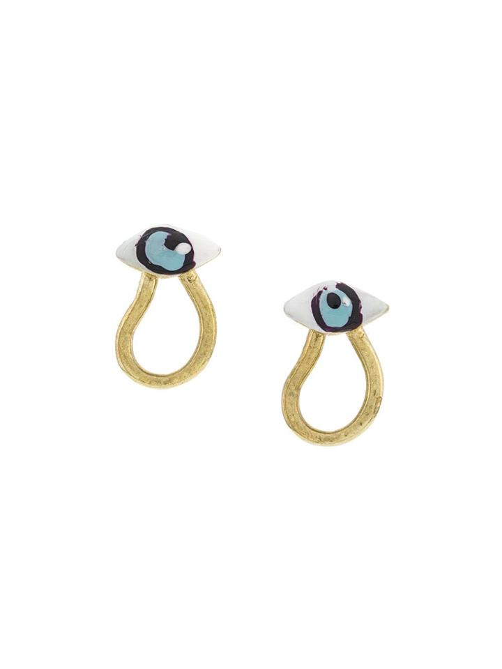 Susan Alexandra Painted Eye Earrings - Gold