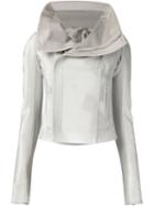 Rick Owens Funnel Neck Biker Jacket, Women's, Size: 44, White, Silk/polyamide/viscose/virgin Wool