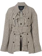 Rokh Herringbone Fitted Coat - White