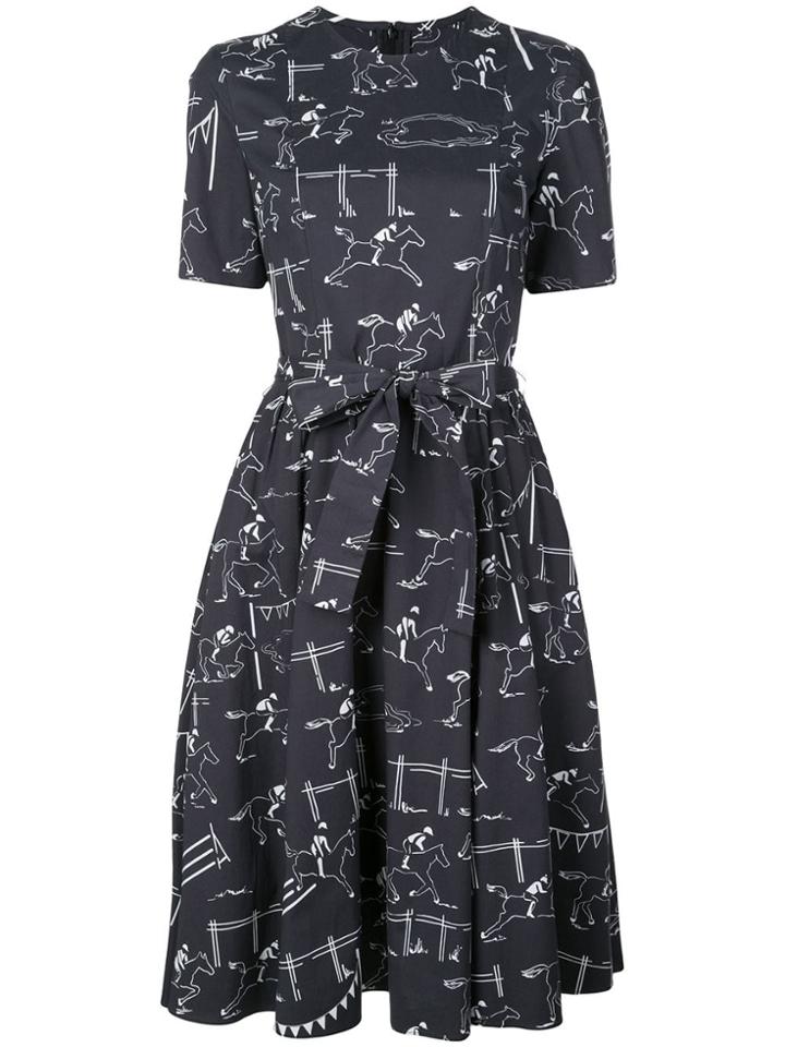 Carolina Herrera Jockey Print Dress - Black