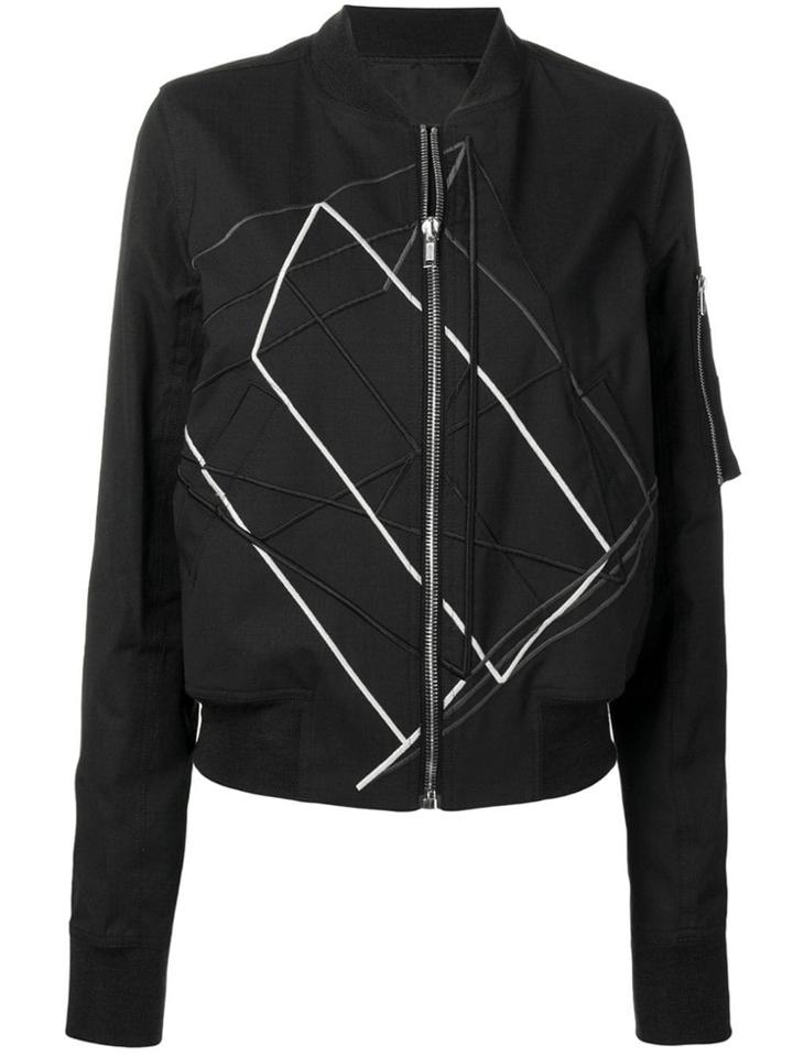 Rick Owens Abstract Print Bomber Jacket - Black