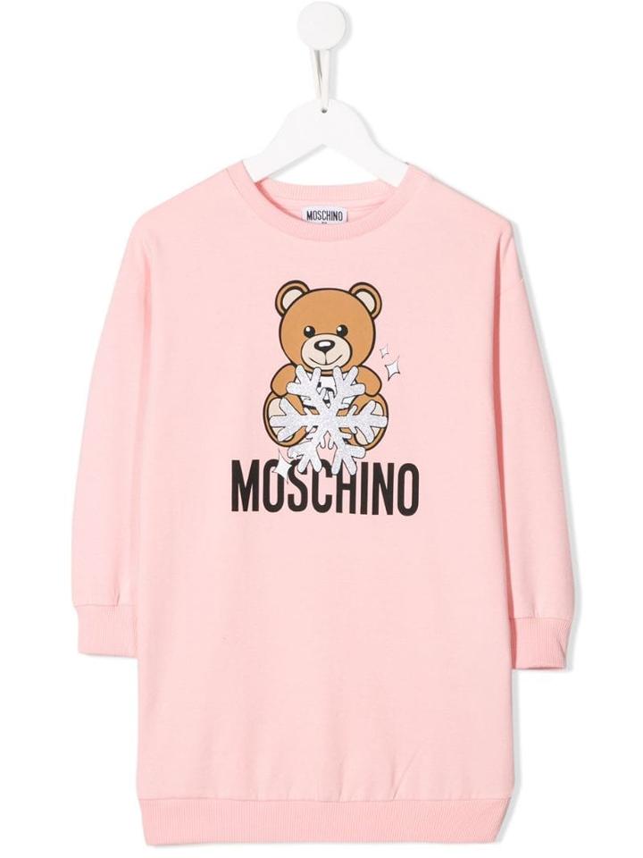Moschino Kids Teen Teddy Logo Dress - Pink