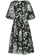 Co Floral Flared Midi Dress - Black