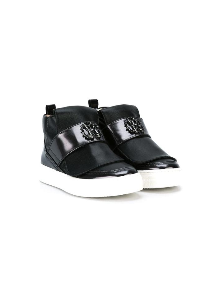 Roberto Cavalli Teen Logo Hi-top Sneakers - Black