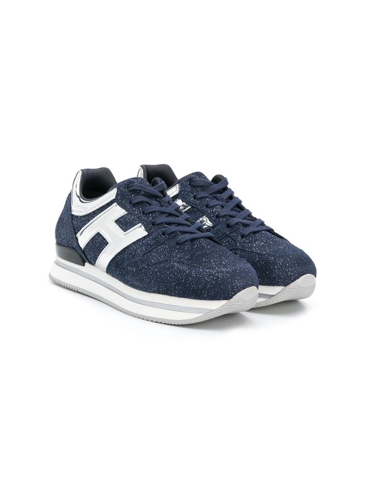 Hogan Kids Glitter Detail Chunky Heel Sneakers - Blue