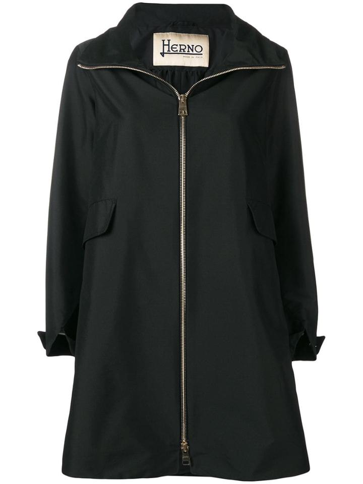 Herno Zipped Single-breasted Coat - Black