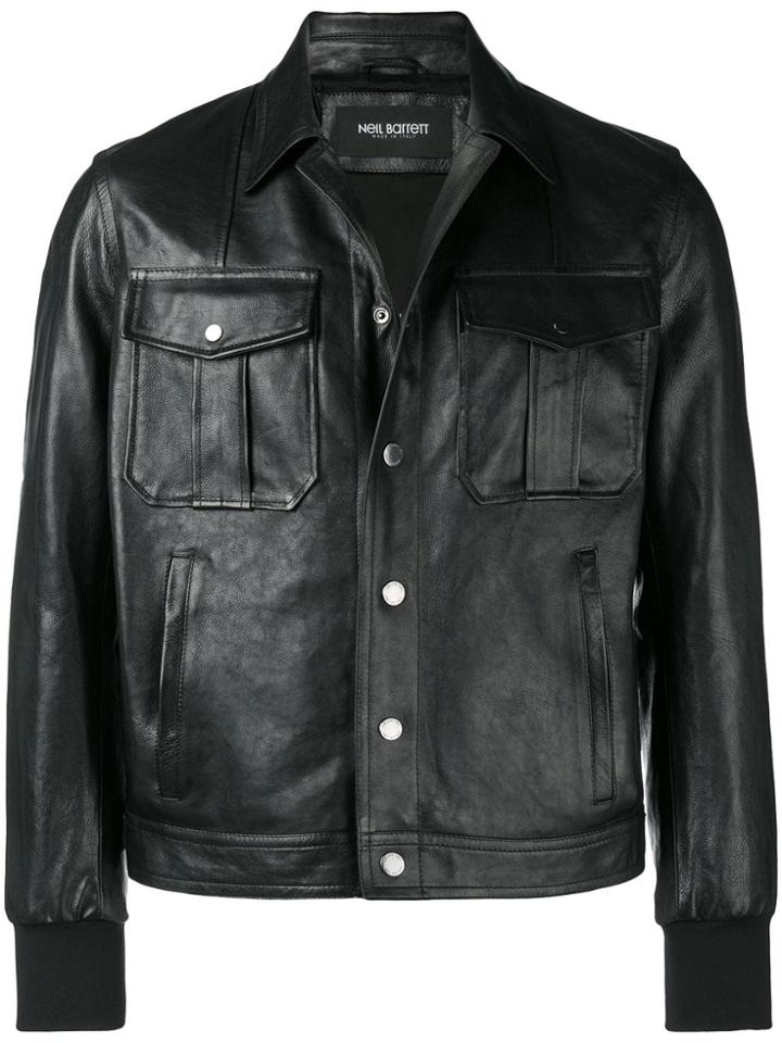 Neil Barrett Classic Leather Jacket - Black