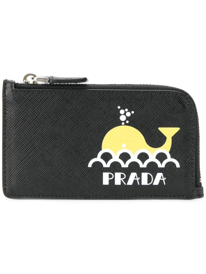 Prada Printed Whale Wallet - Black