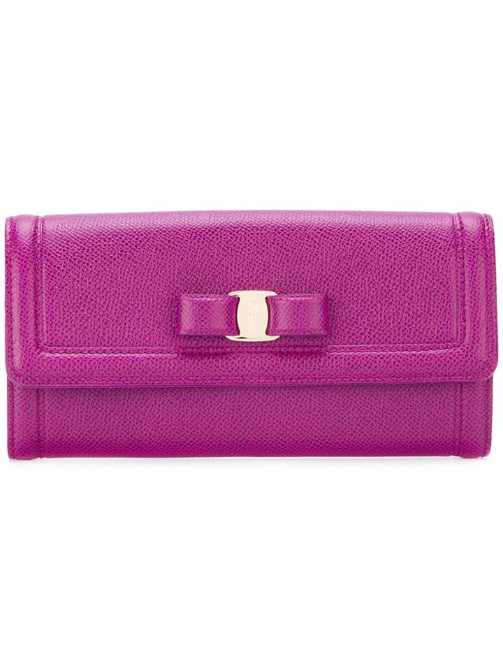 Salvatore Ferragamo Vara Bow Continental Wallet - Pink & Purple