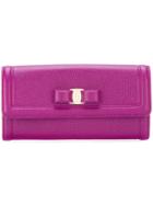 Salvatore Ferragamo Vara Bow Continental Wallet - Pink & Purple