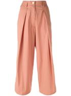 Forte Forte Pleated Cropped Trousers, Women's, Size: 0, Pink/purple, Cotton
