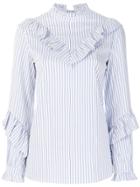 Sjyp Striped Ruffle Blouse - Blue