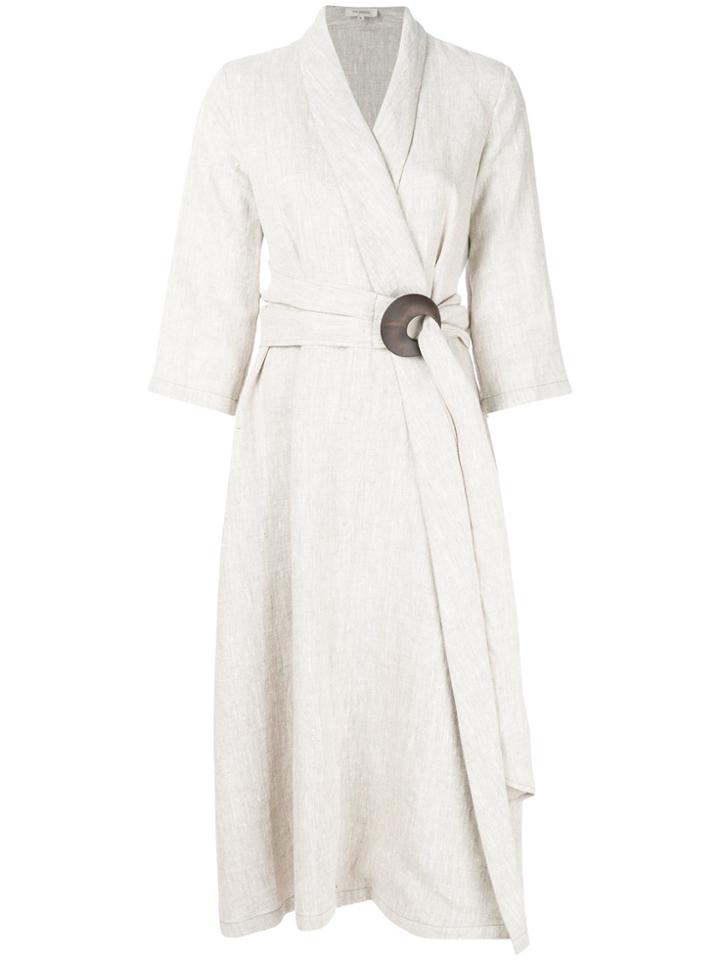 Isa Arfen Sash Tie Wrap Dress - Nude & Neutrals