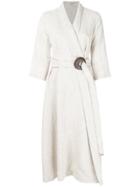 Isa Arfen Sash Tie Wrap Dress - Nude & Neutrals