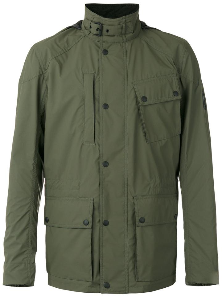 Belstaff Hooded Field Jacket, Men's, Size: 50, Green, Polyester/polyurethane