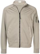 Cp Company Zip-up Sweater With Lens Detail - Neutrals