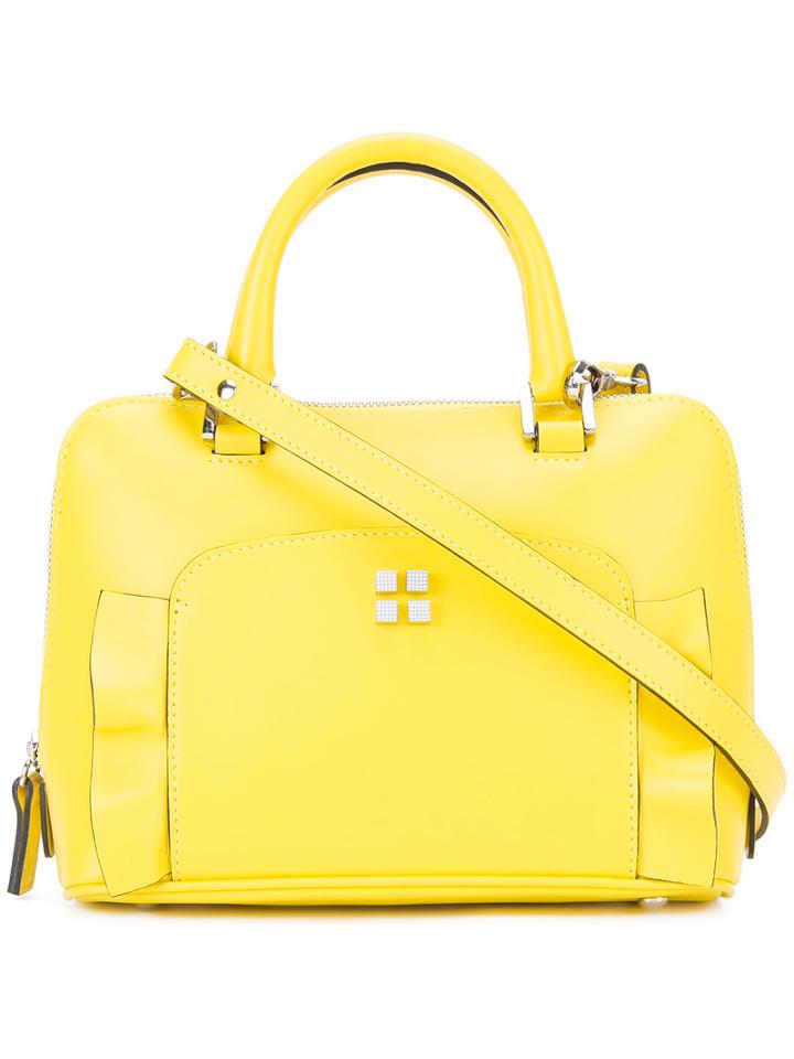 Manurina - Ruffle Trim Shoulder Bag - Women - Calf Leather - One Size, Yellow/orange, Calf Leather