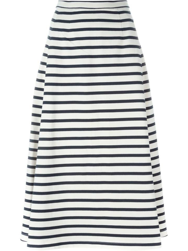 T By Alexander Wang Striped A-line Skirt, Women's, Size: Medium, White, Cotton