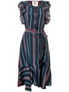 Figue Tessa Ruffled Stripe Dress - Blue