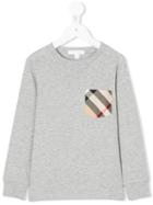 Burberry Kids - Checked Chest Pocket Sweatshirt - Kids - Cotton - 5 Yrs, Grey