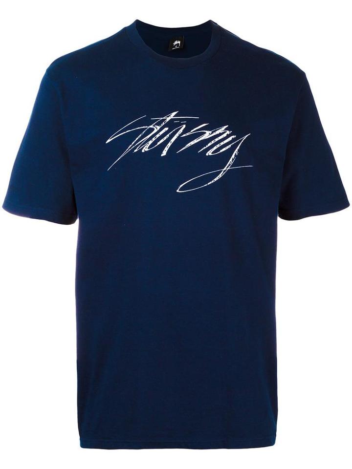Stussy 'hand' T-shirt, Men's, Size: Large, Blue, Cotton