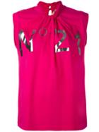 No21 - Metallic Logo Top - Women - Cotton - 40, Pink/purple, Cotton