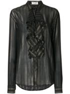 Saint Laurent Ruffled Stripe Shirt - Black