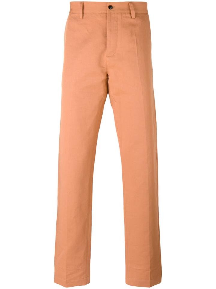 Mp Massimo Piombo Slim Fit Chinos, Men's, Size: 48, Yellow/orange, Cotton/linen/flax