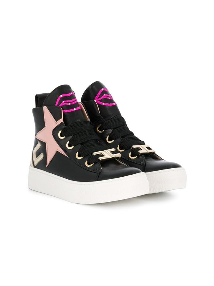 Elisabetta Franchi La Mia Bambina Teen Star Patch High-top Sneakers -
