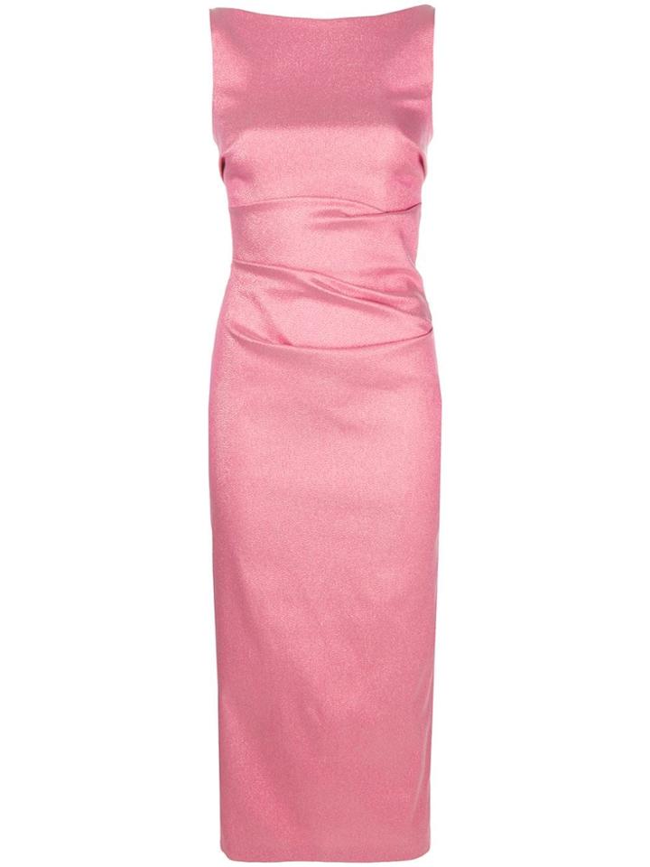 Talbot Runhof Lamé Fitted Midi Dress - Pink
