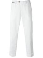 Eleventy Trimmed Chino Trousers, Men's, Size: 31, White, Cotton/linen/flax