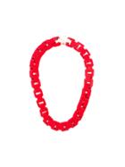 Wanda Nylon Flocked Chain Choker Necklace - Red