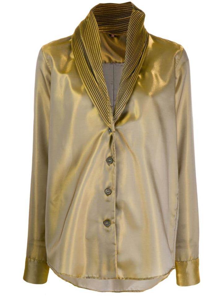 Romeo Gigli Pre-owned 1990's Iridescent Pleated Lapel Jacket - Gold